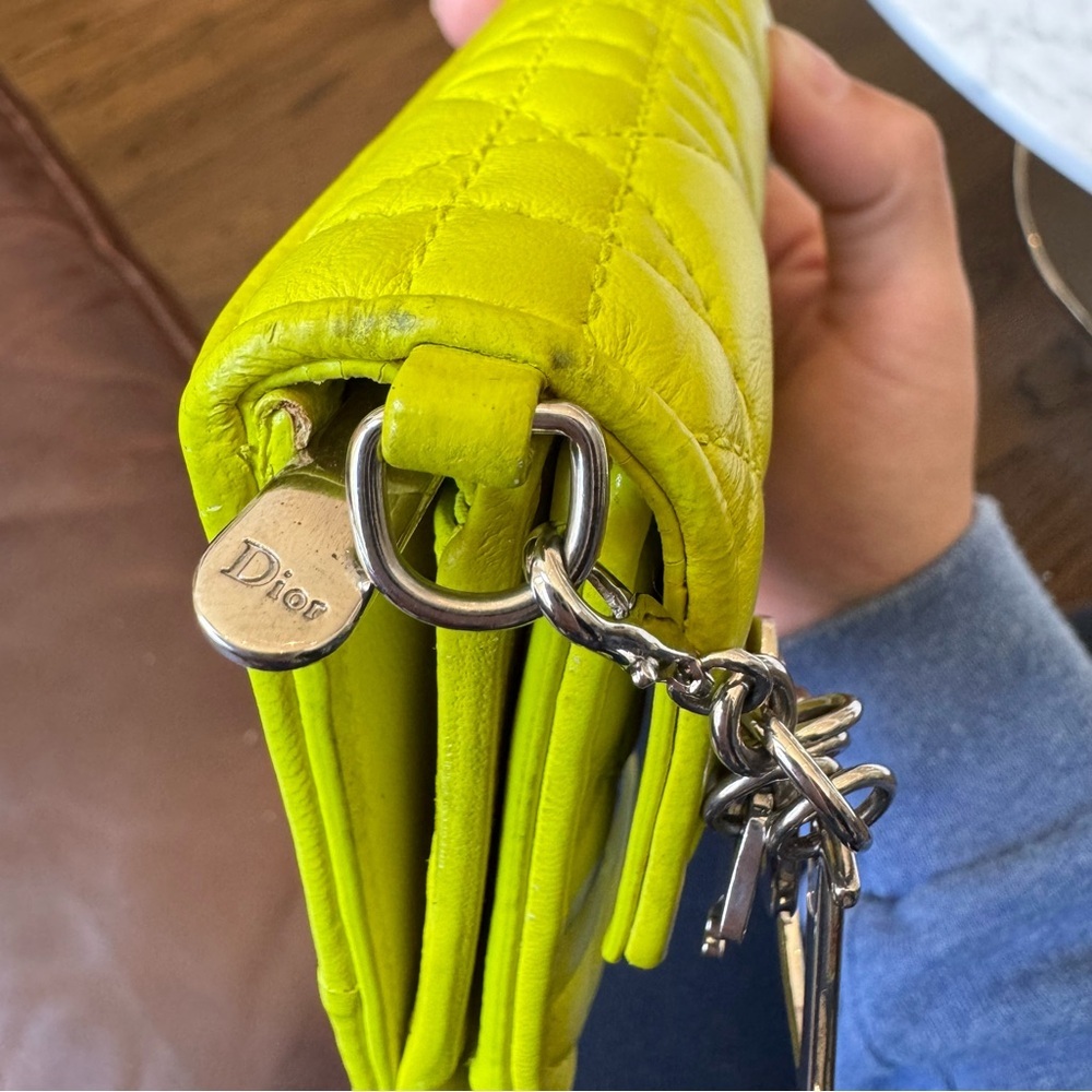 Christian Dior Cannage Wallet Leather Purse Yellow - Picture 6 of 11